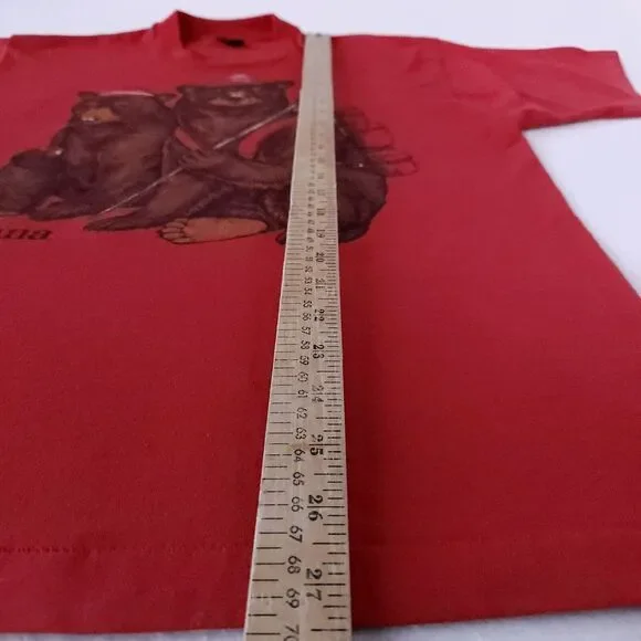 Vintage Shirt XL Unisex Screen Stars 1986 Red Montana Camping Bears T-shirt - Picture 4 of 10